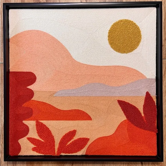 Framed Embroidered Abstract Sunset Wall Art